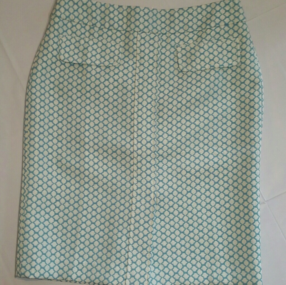 Ann Taylor Blue & White Print Pencil Skirt NWT